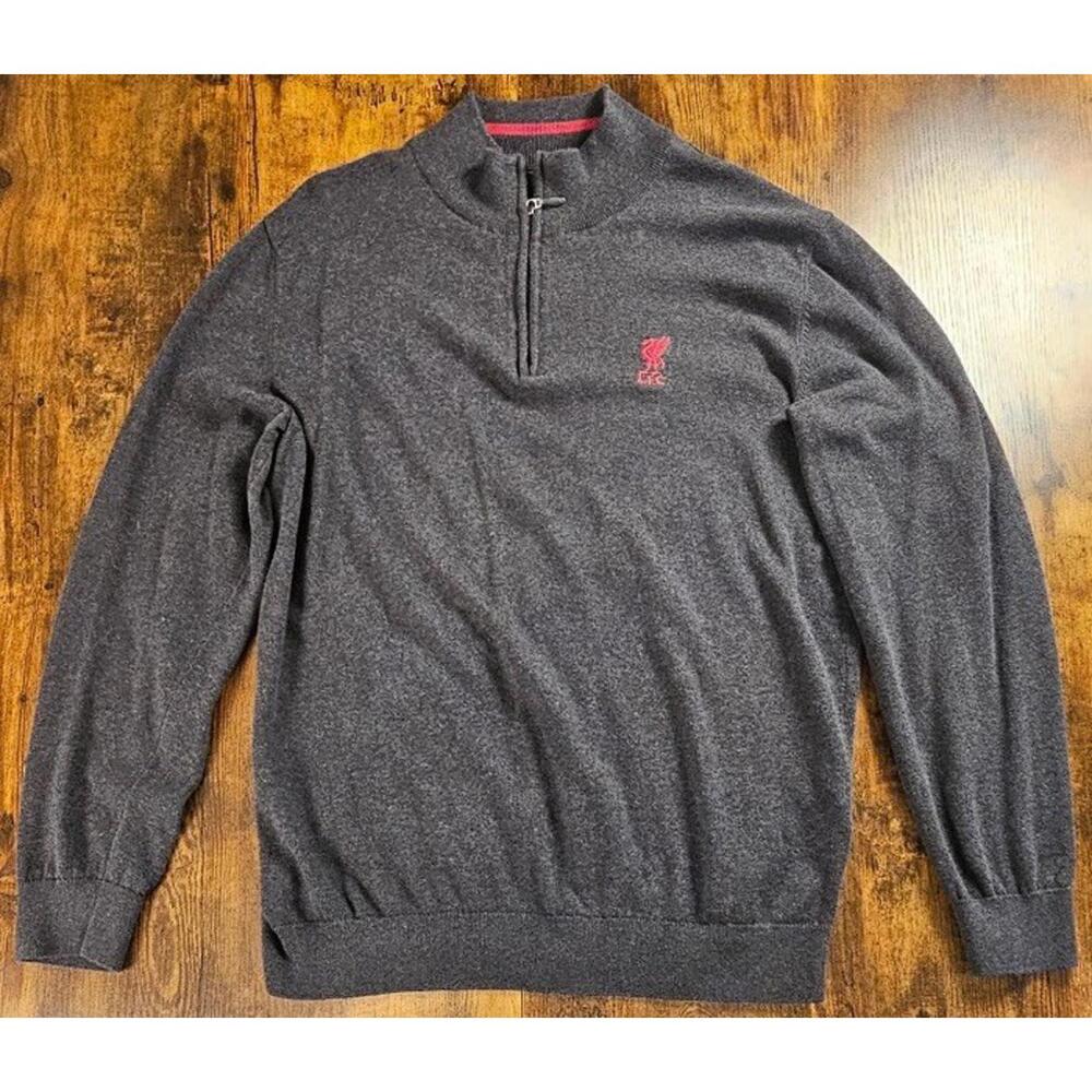 LFC Official Premier League Soccer 1/4 Zip Gray 100% Cotton Jacket Size Large